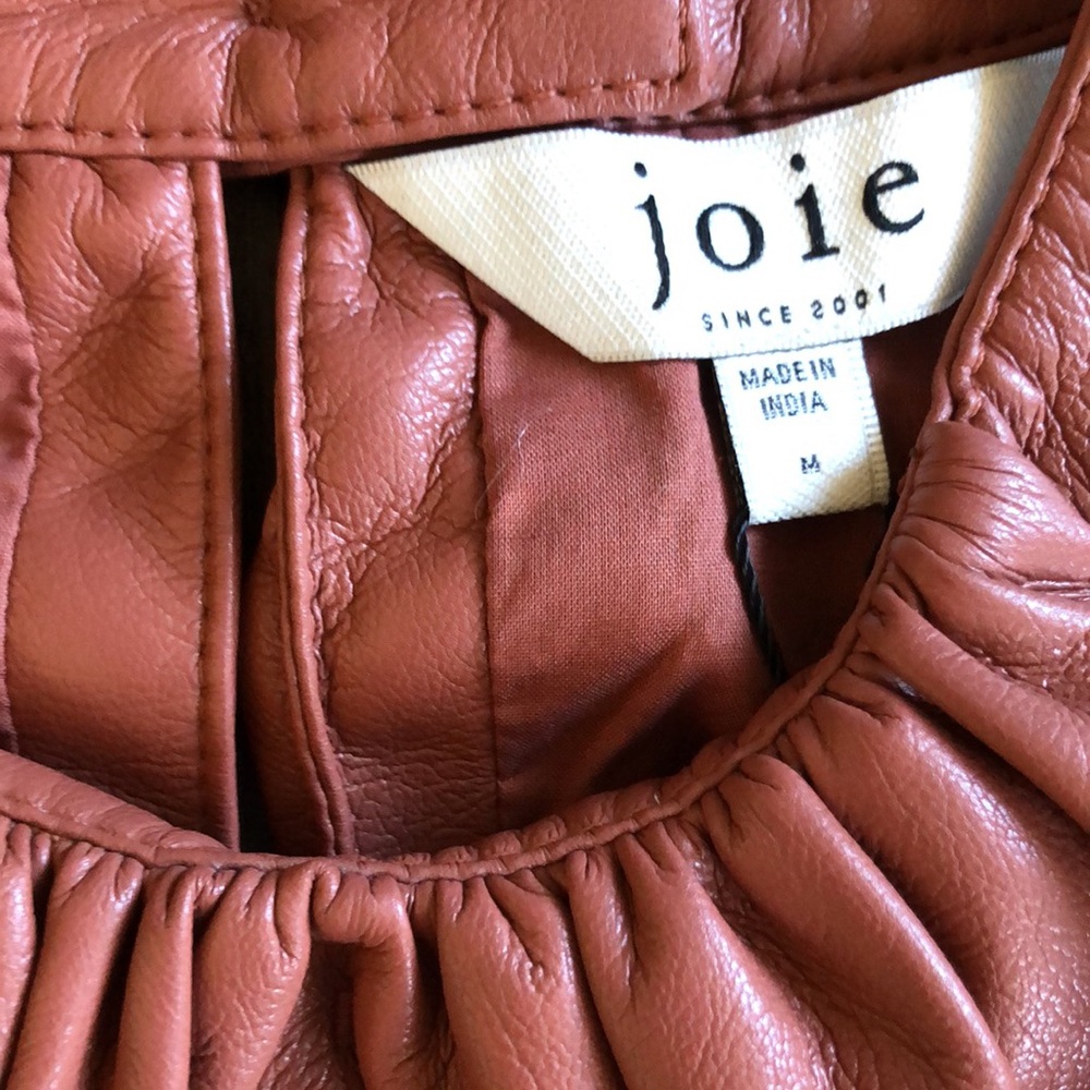Joie Faux Leather Bonita Halter Tank Top Blouse in Burnt Clay M NEW - Picture 5 of 9